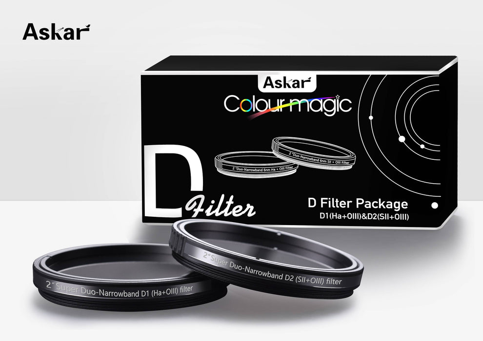 Askar Color Magic Super Duo-Narrowband D1 (H-a/O-III) and D2 (S-II/O-III) Filter Set - 2" Mounted