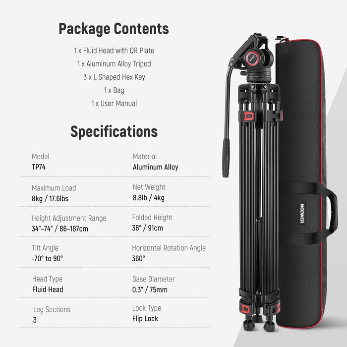 Neewer TP74 Tripod w/ Bag