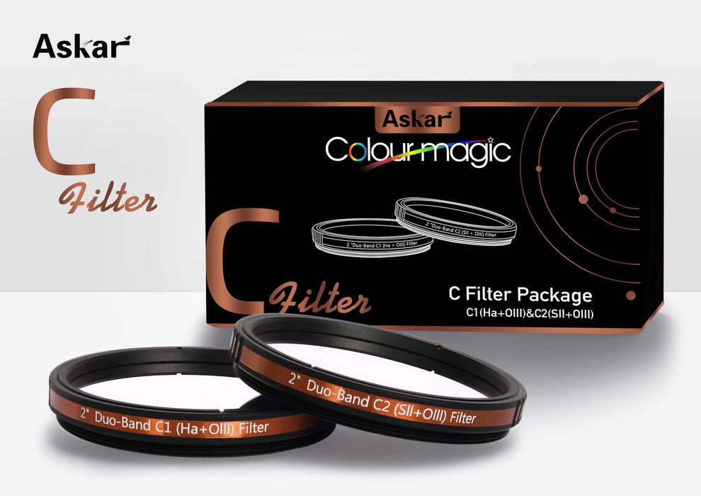 Askar Color Magic C Duo-band C1 (H-a/O-III) and C2 (S-II/O-III) Filter Set - 2" Mounted