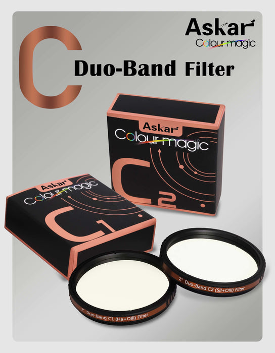 Askar Color Magic C Duo-band C1 (H-a/O-III) and C2 (S-II/O-III) Filter Set - 2" Mounted
