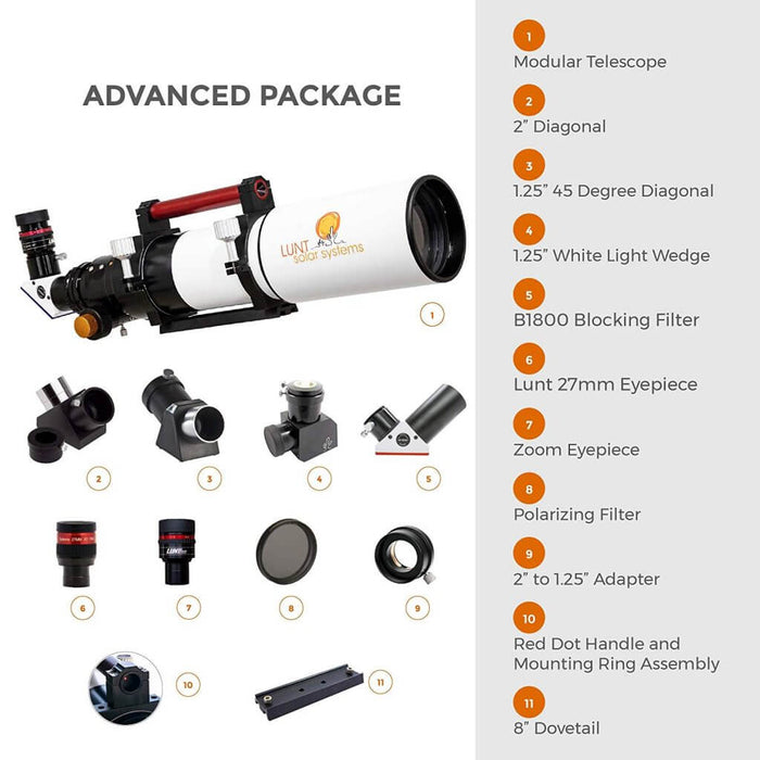 Lunt 100mm APO Universal Day & Night Use Modular Telescope (Advanced Package)