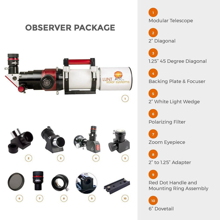 Lunt 80mm Universal Day & Night Use Modular Telescope (Observer Package)