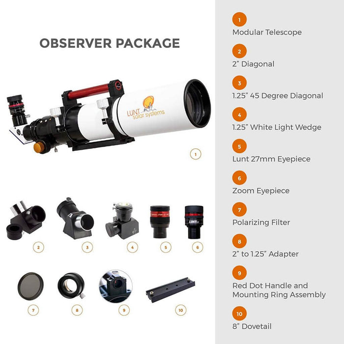 Lunt 100mm APO Universal Day & Night Use Modular Telescope (Observer Package)